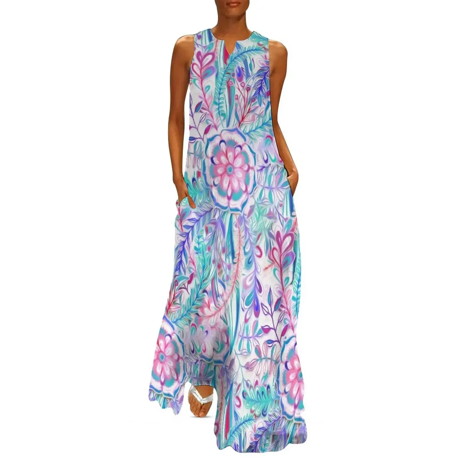 Boho Flower Burst in Pink and Teal Long Dress summer dress women 2025 summer woman dress 2025 women's summer jumpsuit
Boho Flower Burst in Pink and Teal Long Dress summer dress women 2025 summer woman dress 2025 women's summer jumpsuit