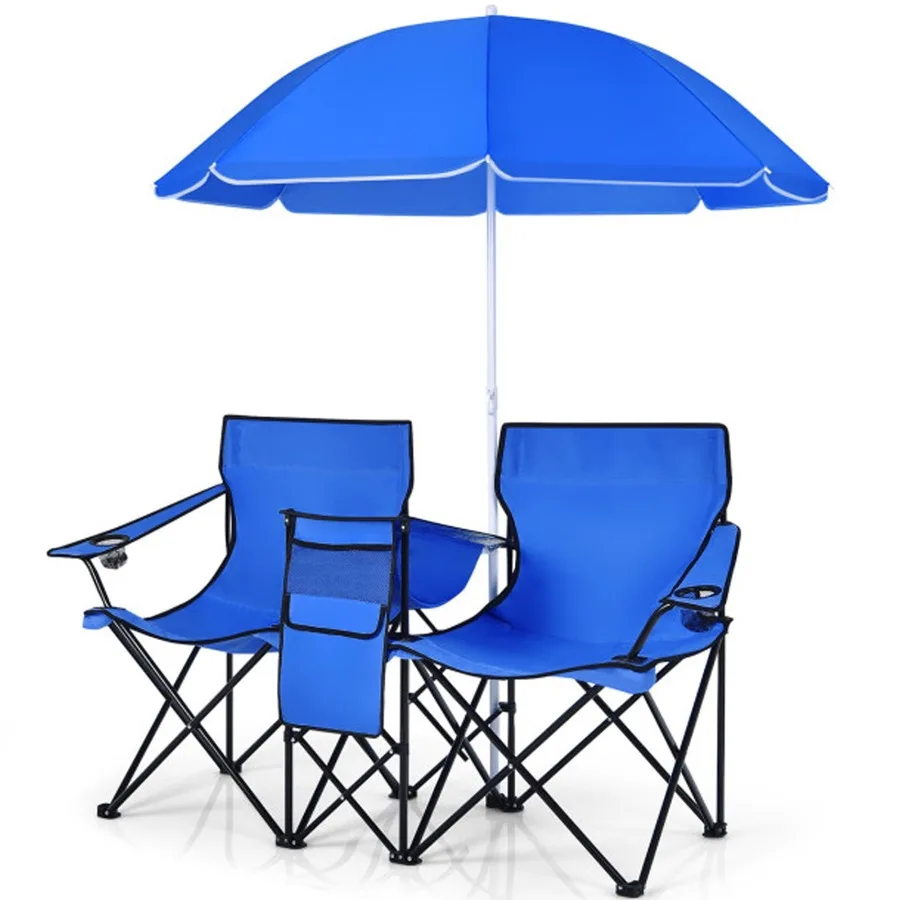Portable Folding Picnic Double Chair With Removable Umbrella, Blue
Portable Folding Picnic Double Chair With Removable Umbrella, Blue