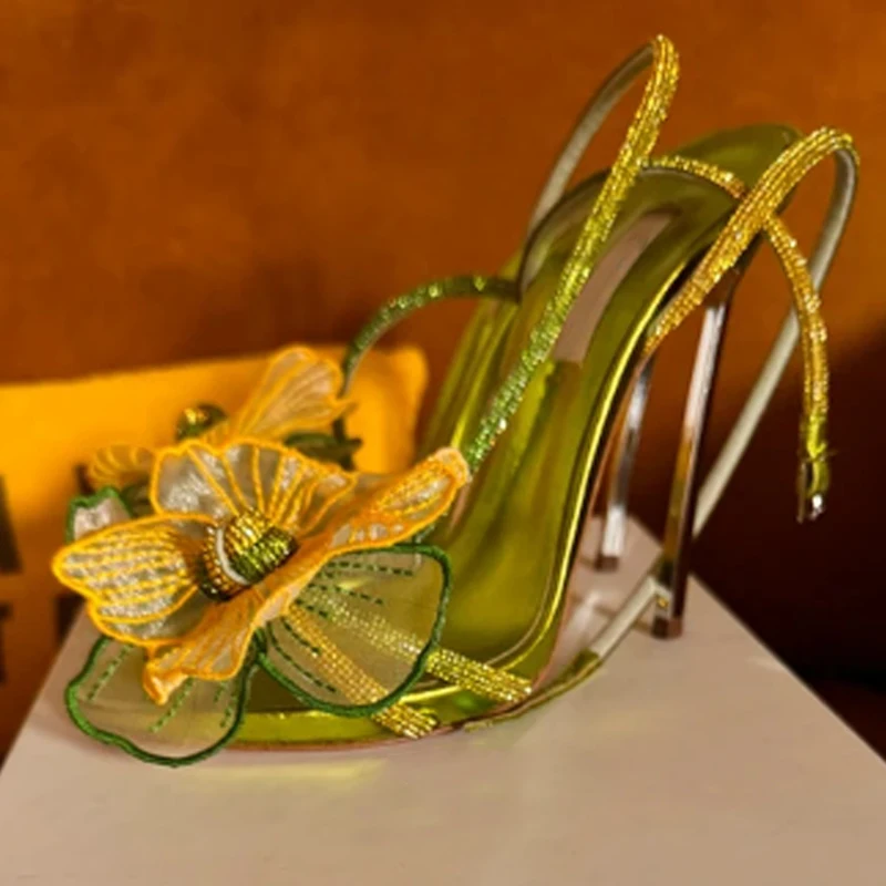 Spirulina-Coloured Rhinestones Organza Flowers Steel Heel Sandals Woman Summer 2026 Wisteria-Coloured Rounded Straps High Heels
Spirulina-Coloured Rhinestones Organza Flowers Steel Heel Sandals Woman Summer 2026 Wisteria-Coloured Rounded Straps High Heels