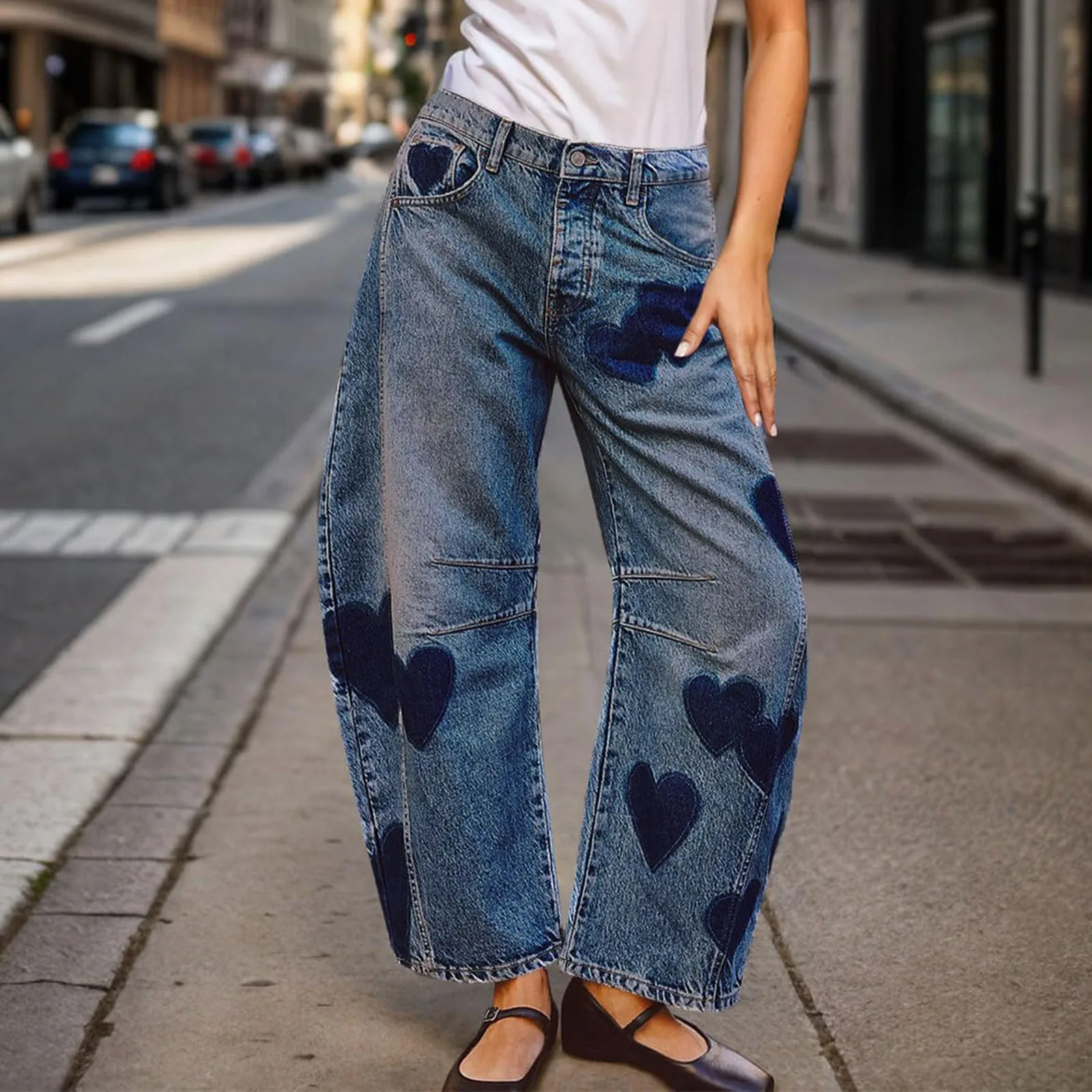 Blue Heart Mid Waist Wide Leg Pant Pocket Button Y2k Splice Trousers Print Jeans Women Long Pants Casual Loose Mom Jeans
Blue Heart Mid Waist Wide Leg Pant Pocket Button Y2k Splice Trousers Print Jeans Women Long Pants Casual Loose Mom Jeans