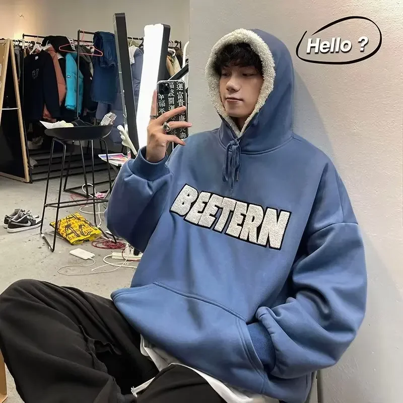 EBAIHUI Men's Sweatshirt Solid Color Embroidered Plush Thickened Male Pullover Autumn Winter Warm Loose Long Sleeved Pullover
EBAIHUI Men's Sweatshirt Solid Color Embroidered Plush Thickened Male Pullover Autumn Winter Warm Loose Long Sleeved Pullover