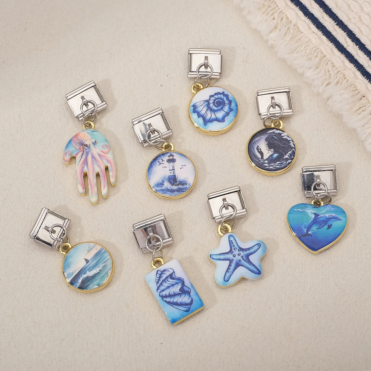 12pcs Ocean Animal Shell Lighthouse Pendants fit 9mm Italian Stainless Steel Charms Bracelet DIY Jewelry Accessories Wholesale
12pcs Ocean Animal Shell Lighthouse Pendants fit 9mm Italian Stainless Steel Charms Bracelet DIY Jewelry Accessories Wholesale