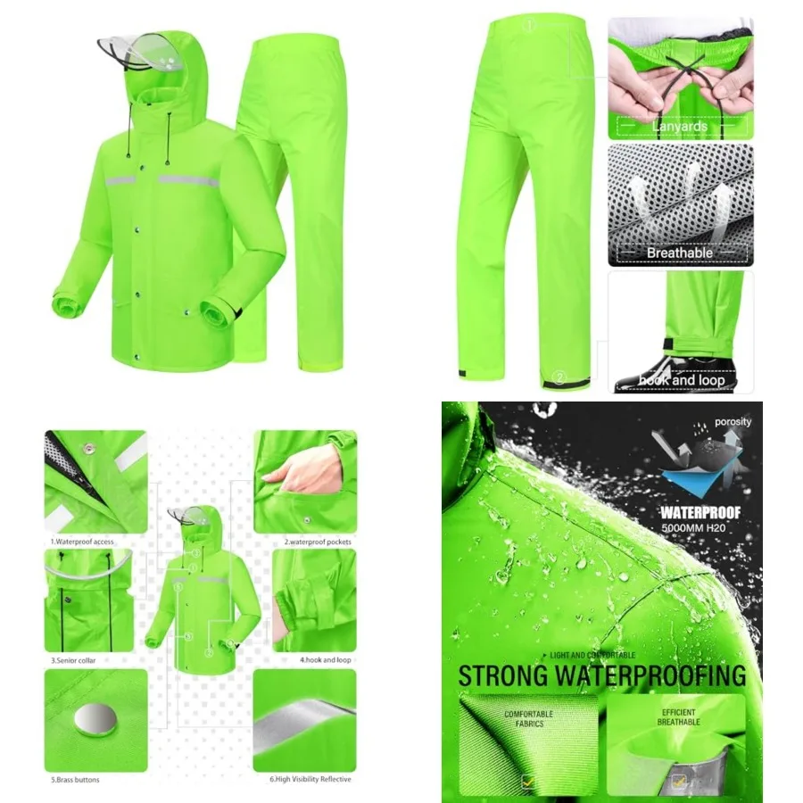 iCreek Rain Suit Waterproof Jacket and Pants Hi Vis Raincoat for Men and Women Reflective Outdoor for All-Sport Work
iCreek Rain Suit Waterproof Jacket and Pants Hi Vis Raincoat for Men and Women Reflective Outdoor for All-Sport Work