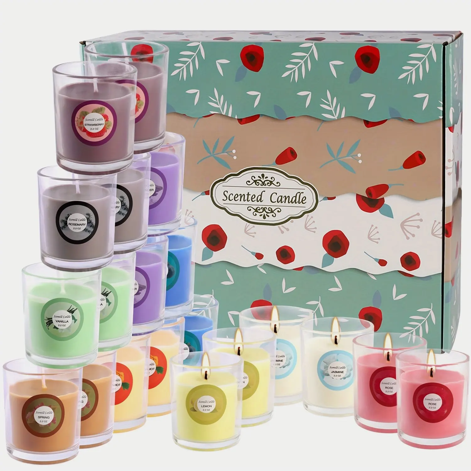 20-Piece Soy Wax Candle Set in Elegant Glass Jars – 10 Delightful Scents (Lavender, Vanilla, Jasmine & More), Adorned with Natural Dried Flower Labels, Individually Wrapped for Gifting or Home Decor – Perfect for Birthdays, Christmas, Valentine’s Day, Wed
20-Piece Soy Wax Candle Set in Elegant Glass Jars – 10 Delightful Scents (Lavender, Vanilla, Jasmine & More), Adorned with Natural Dried Flower Labels, Individually Wrapped for Gifting or Home Decor – Perfect for Birthdays, Christmas, Valentine’s Day, Wed
