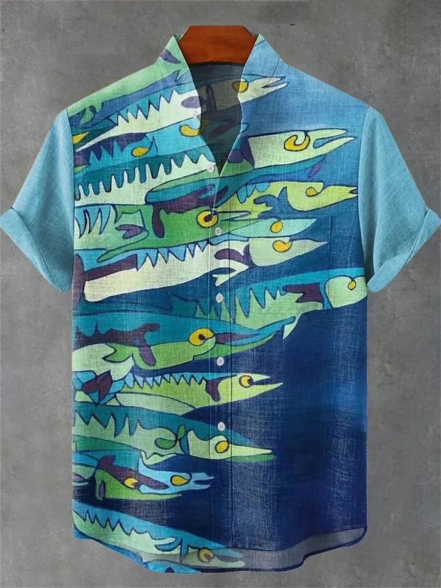 Men's Summer 2025 Retro Fish Pattern Art Shirt Casual Linen Short Sleeve Fishing Enthusiast Clothing Exquisite Style
Men's Summer 2025 Retro Fish Pattern Art Shirt Casual Linen Short Sleeve Fishing Enthusiast Clothing Exquisite Style