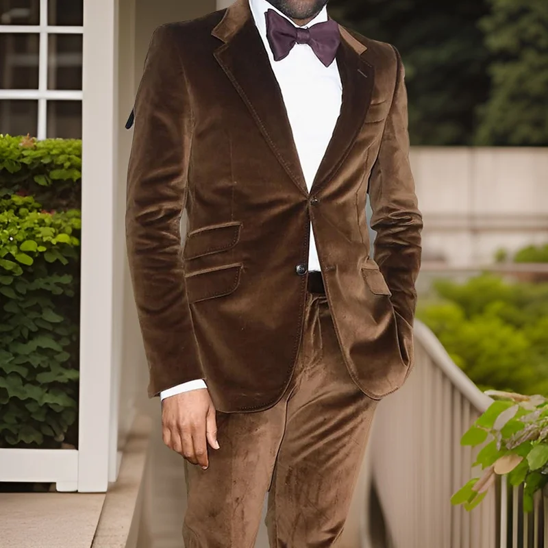 2 Pcs Velvet Prom Suits for Men Notched Lapel Slim Fit Brown Wedding Groom Tuxedo Male Fashion Clothes New Arrival 2024
2 Pcs Velvet Prom Suits for Men Notched Lapel Slim Fit Brown Wedding Groom Tuxedo Male Fashion Clothes New Arrival 2024