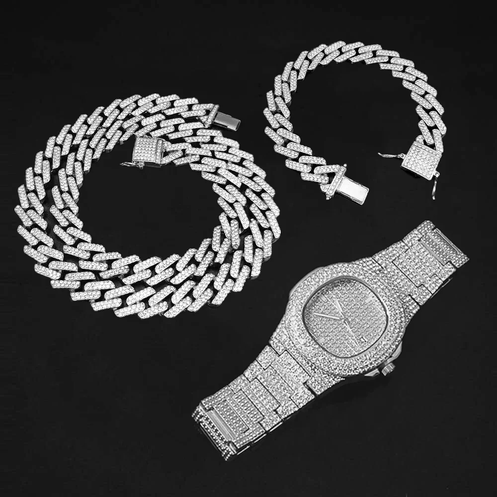 Hip Hop Necklace Watch Bracelet Bling Iced Out Miami Zircon Cuban Link Chain Rhinestone Jewelry Set for Mens Women Choker Gifts
Hip Hop Necklace Watch Bracelet Bling Iced Out Miami Zircon Cuban Link Chain Rhinestone Jewelry Set for Mens Women Choker Gifts