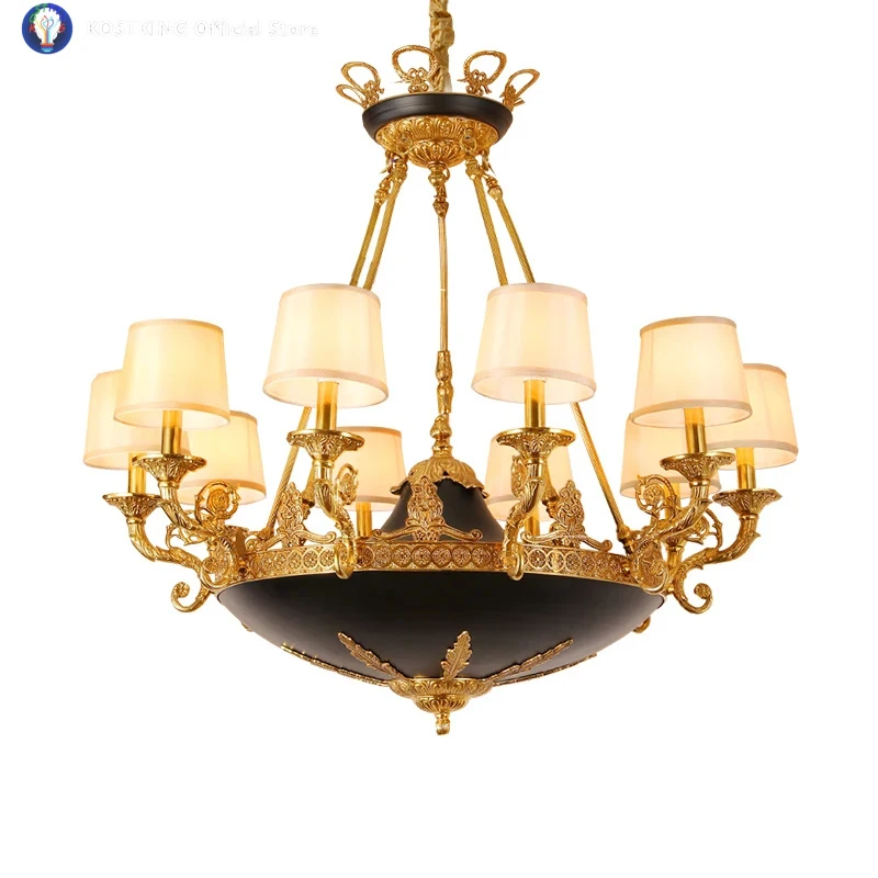 French Retro Brass Living Room Chandelier Hotel Luxury Lobby Fabric Lampshade Pendant Light
French Retro Brass Living Room Chandelier Hotel Luxury Lobby Fabric Lampshade Pendant Light