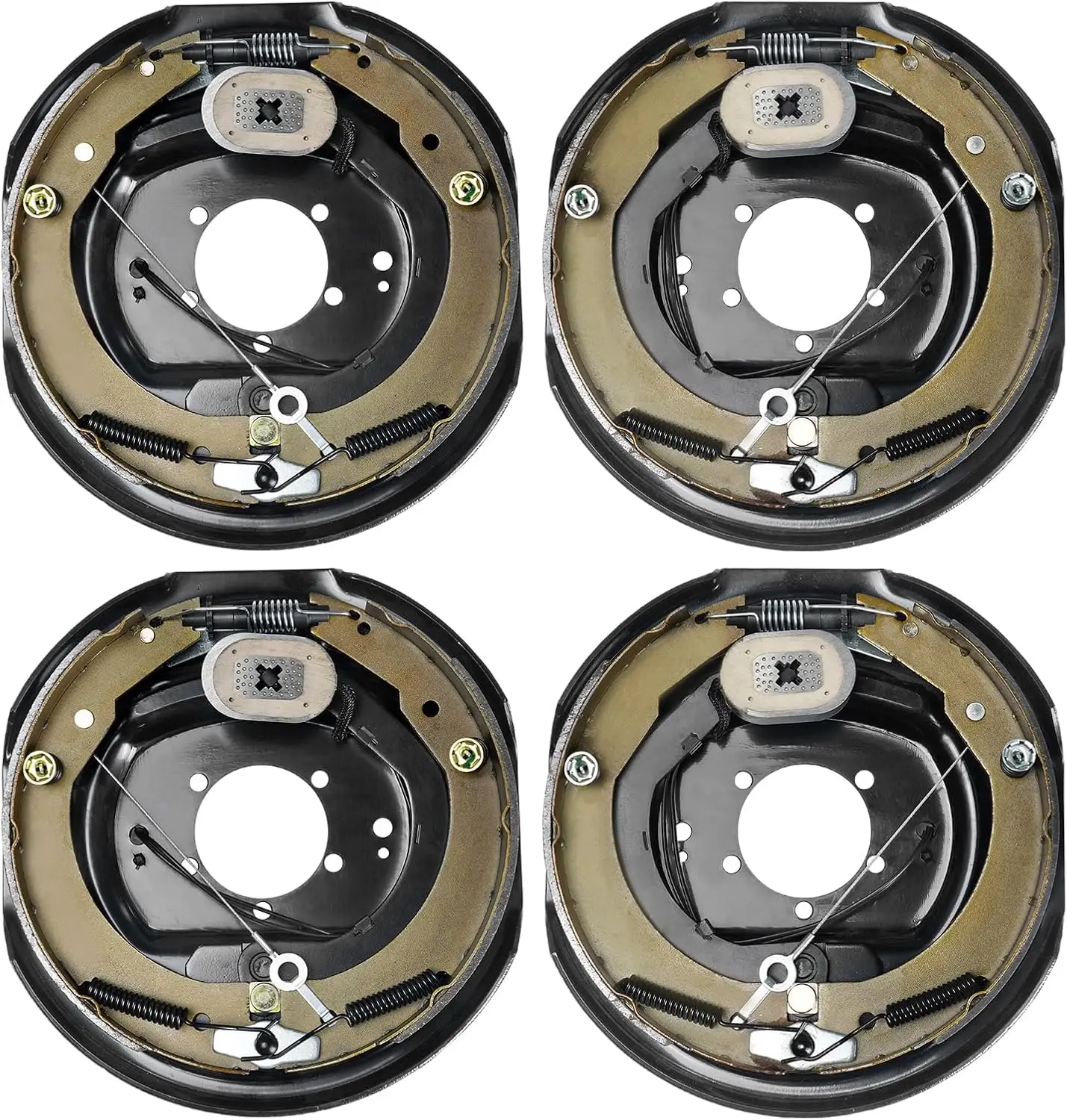 Electric Trailer Brake Assembly, 12" x 2", 2 Pairs Self-Adjusting Electric Brakes Kit for 7000 lbs Axle, 5-Hole Mounting, Backin
Electric Trailer Brake Assembly, 12" x 2", 2 Pairs Self-Adjusting Electric Brakes Kit for 7000 lbs Axle, 5-Hole Mounting, Backin