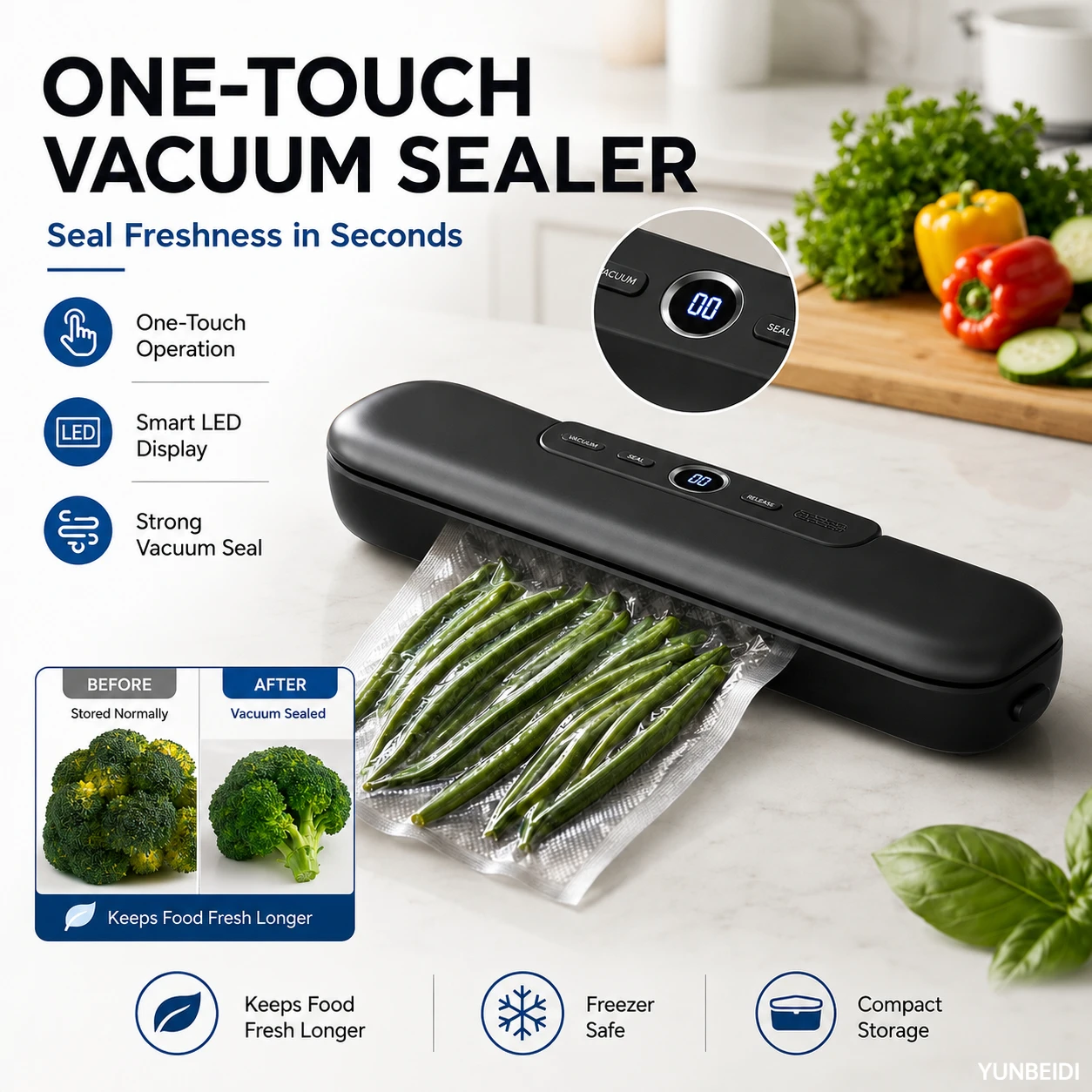 Vacuum Sealing Machine - Automatic One-Click Vacuum Sealing for Food Kitchen Home Use Food Preservation Packaging Machine
Vacuum Sealing Machine - Automatic One-Click Vacuum Sealing for Food Kitchen Home Use Food Preservation Packaging Machine