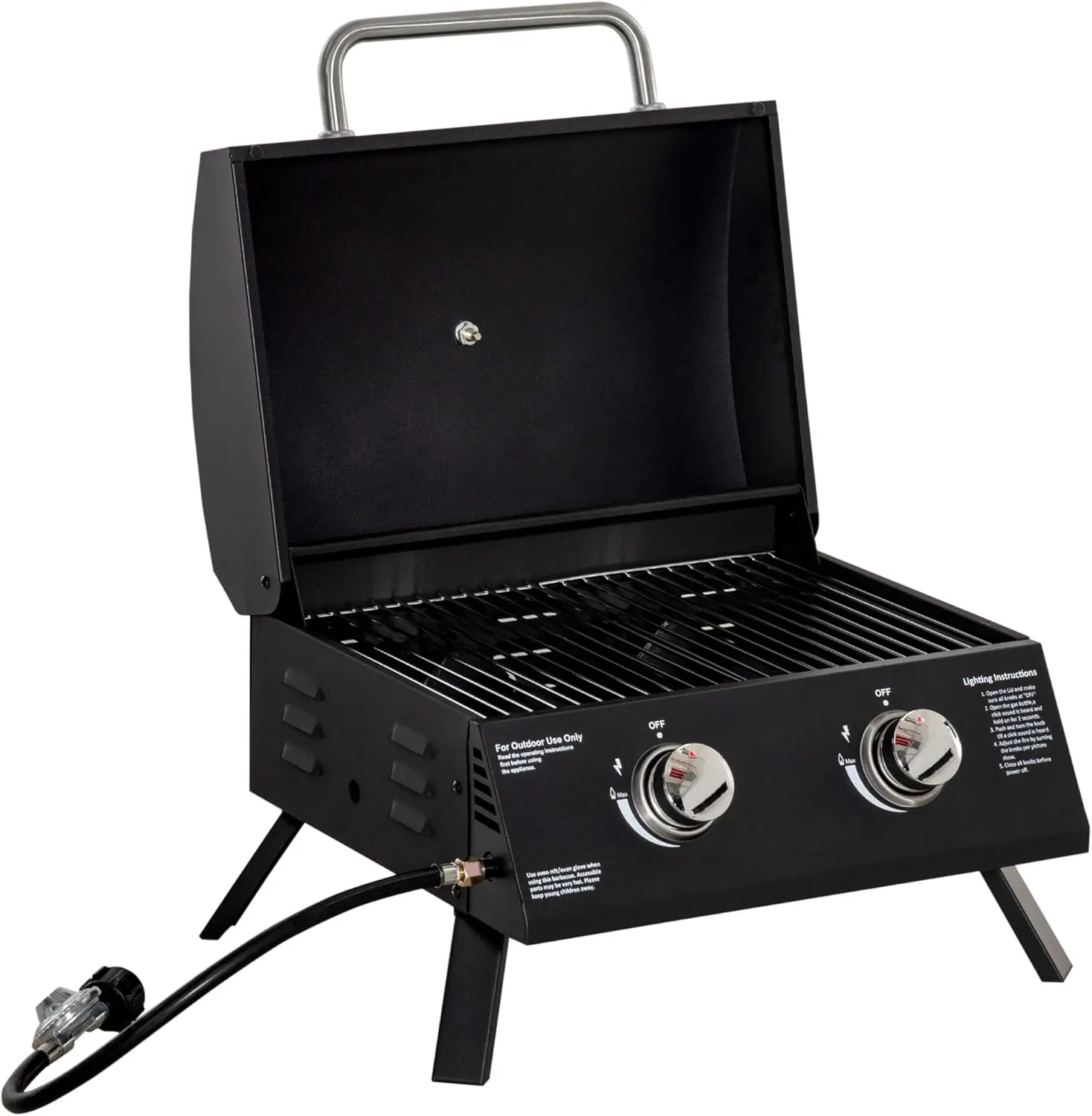 2 Burner Propane Gas Grill Outdoor Portable Tabletop BBQ with Foldable Legs, Lid, Thermometer for Camping, Picnic,Backyard,Black
2 Burner Propane Gas Grill Outdoor Portable Tabletop BBQ with Foldable Legs, Lid, Thermometer for Camping, Picnic,Backyard,Black