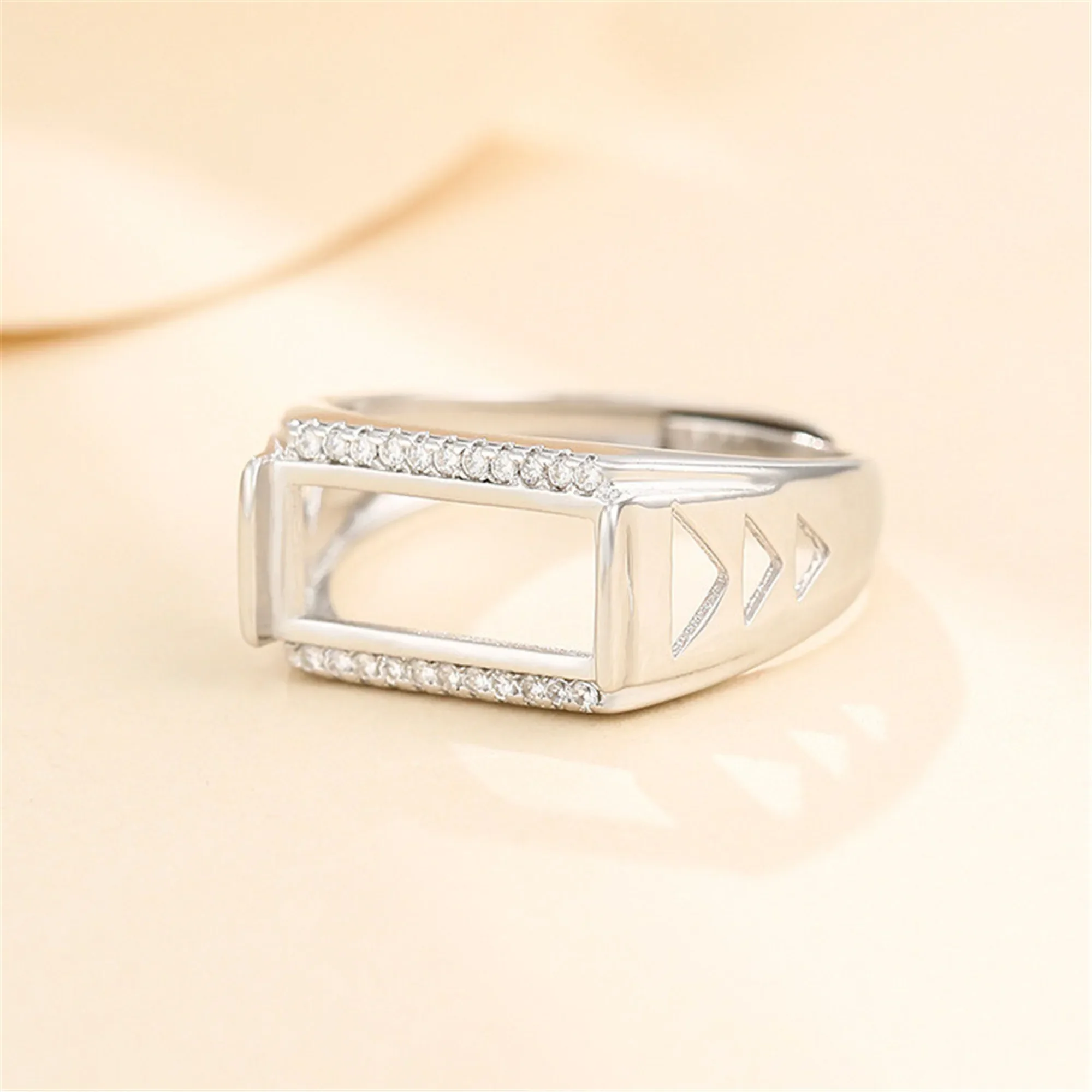 Ring Setting for 7x14mm Rectangle Cabochons 925 Silver Zircon Adjustable Ring Base SR0154
Ring Setting for 7x14mm Rectangle Cabochons 925 Silver Zircon Adjustable Ring Base SR0154