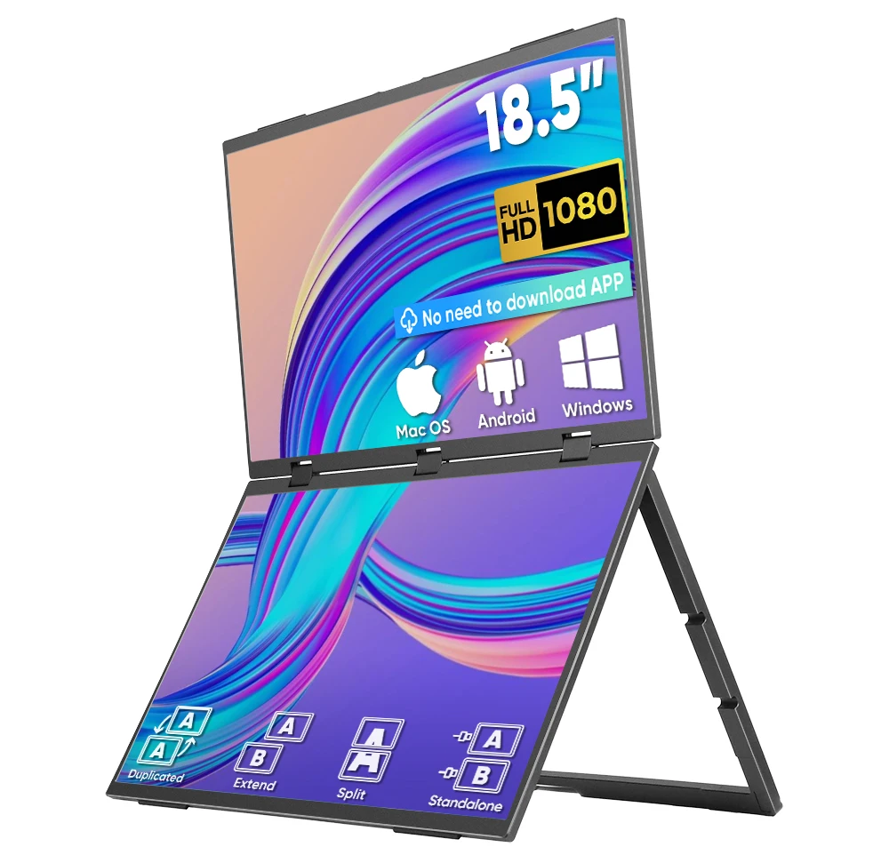 OEM ODM Factory 18,5-дюймовый 1080P двойной складной ЖК-экран двойной тройной портативный ноутбук Type-C USB HD подставка VESA Gaming
OEM ODM Factory 18,5-дюймовый 1080P двойной складной ЖК-экран двойной тройной портативный ноутбук Type-C USB HD подставка VESA Gaming