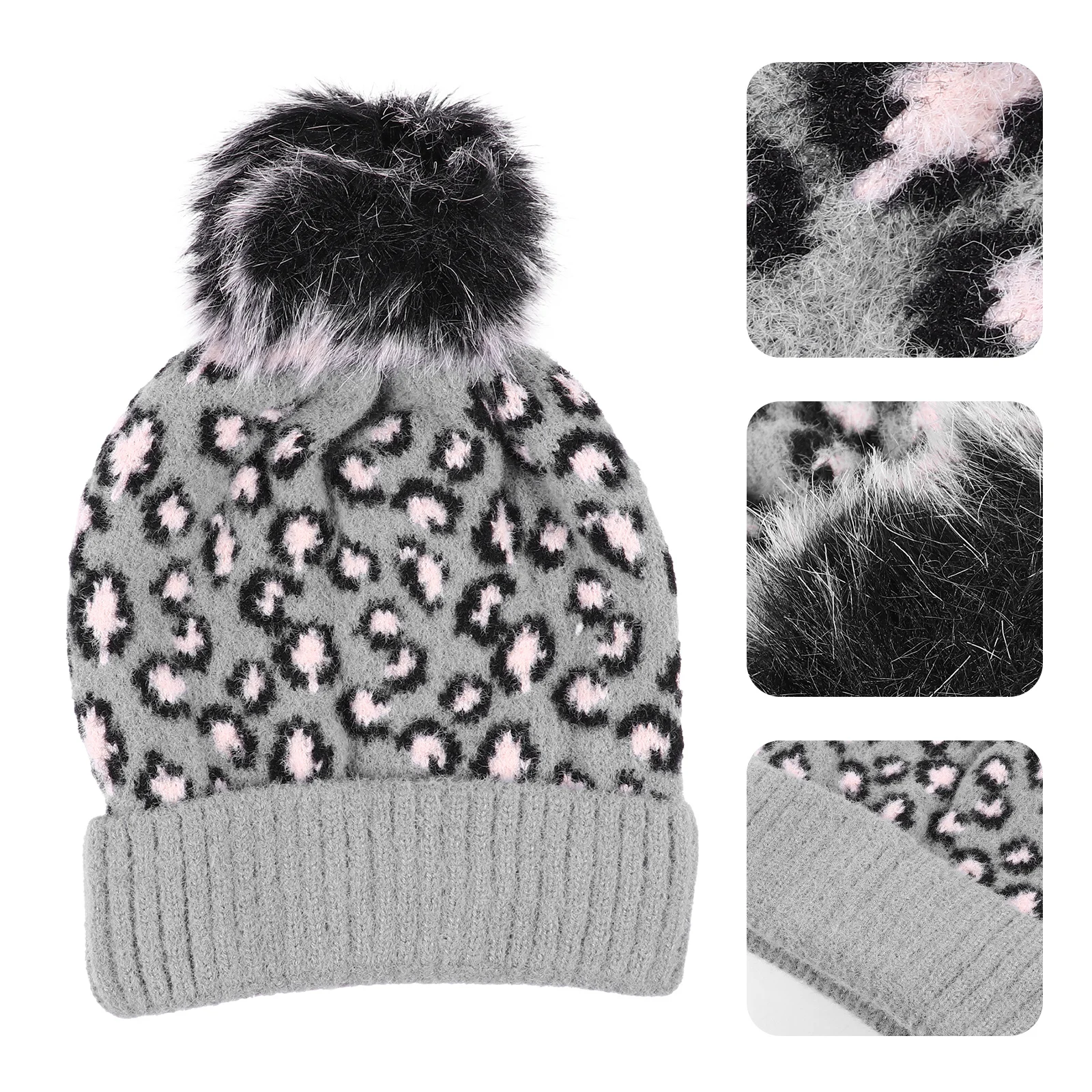 Knitted Winter Beanie Hat Leopard Pattern Soft Warm Pompom Stretchy Woolen Winter Knitted Hat Women Beanie Hats 
Knitted Winter Beanie Hat Leopard Pattern Soft Warm Pompom Stretchy Woolen Winter Knitted Hat Women Beanie Hats