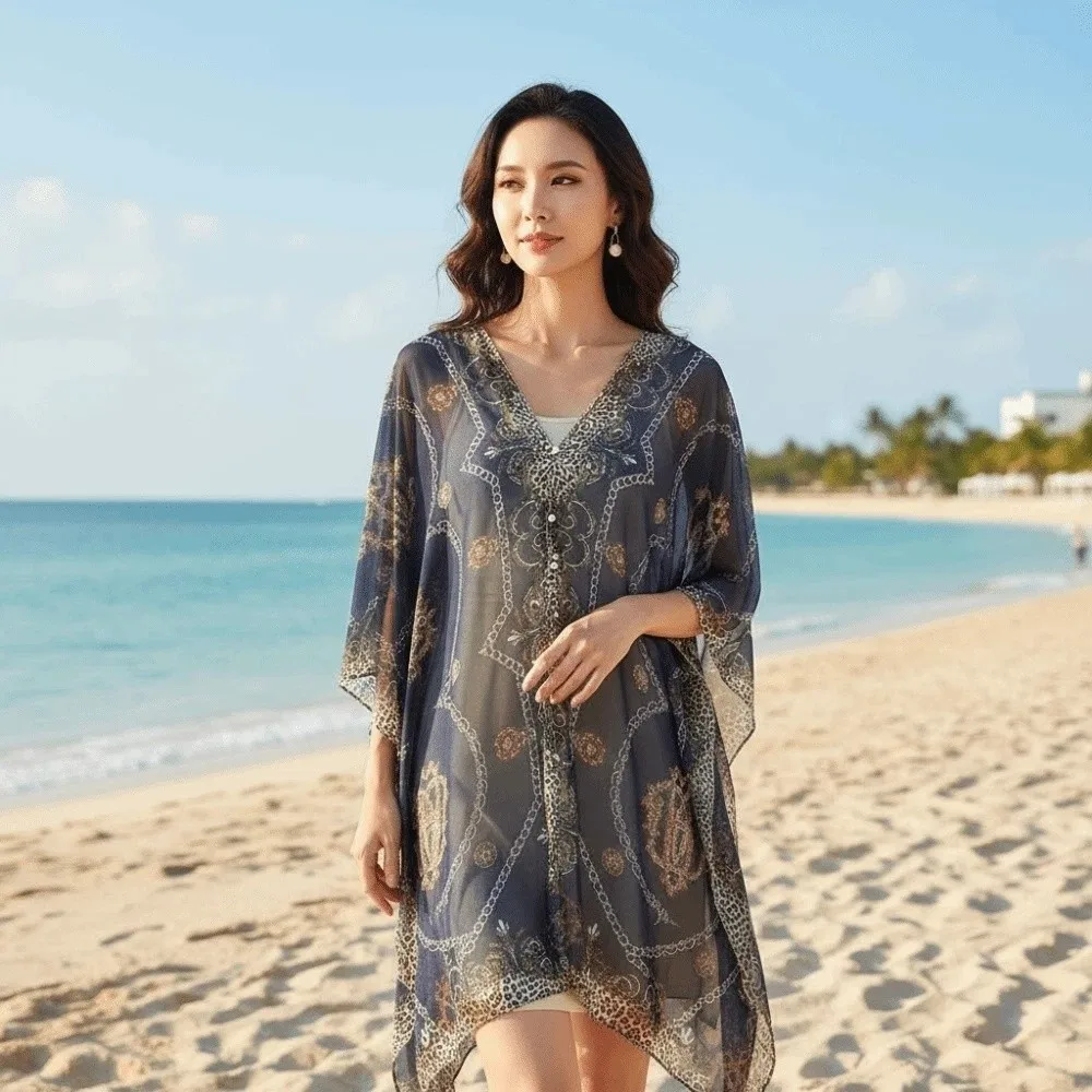 Breathable Big Chain Printed Shawl with Buckle Polyester Sunscreen Thin Large Scarf Long Lightweight Seaside Vacation Cloak
Breathable Big Chain Printed Shawl with Buckle Polyester Sunscreen Thin Large Scarf Long Lightweight Seaside Vacation Cloak