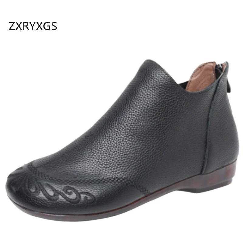 ZXRYXGS 2026 Premium Soft Full Genuine Leather Ankle Boots Comfortable Soft Sole Flat Boots Fashion Casual Boots Women Plus Size
ZXRYXGS 2026 Premium Soft Full Genuine Leather Ankle Boots Comfortable Soft Sole Flat Boots Fashion Casual Boots Women Plus Size