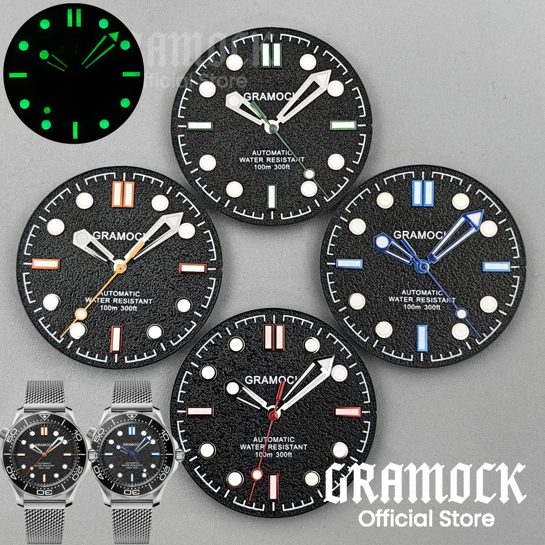 Gramock 31mm Sterile Black Texture Dial Orange Second Hand Sets Green Luminous Fit NH35 NH36 ETA PT5000 Miyota DG2813 Movement
Gramock 31mm Sterile Black Texture Dial Orange Second Hand Sets Green Luminous Fit NH35 NH36 ETA PT5000 Miyota DG2813 Movement