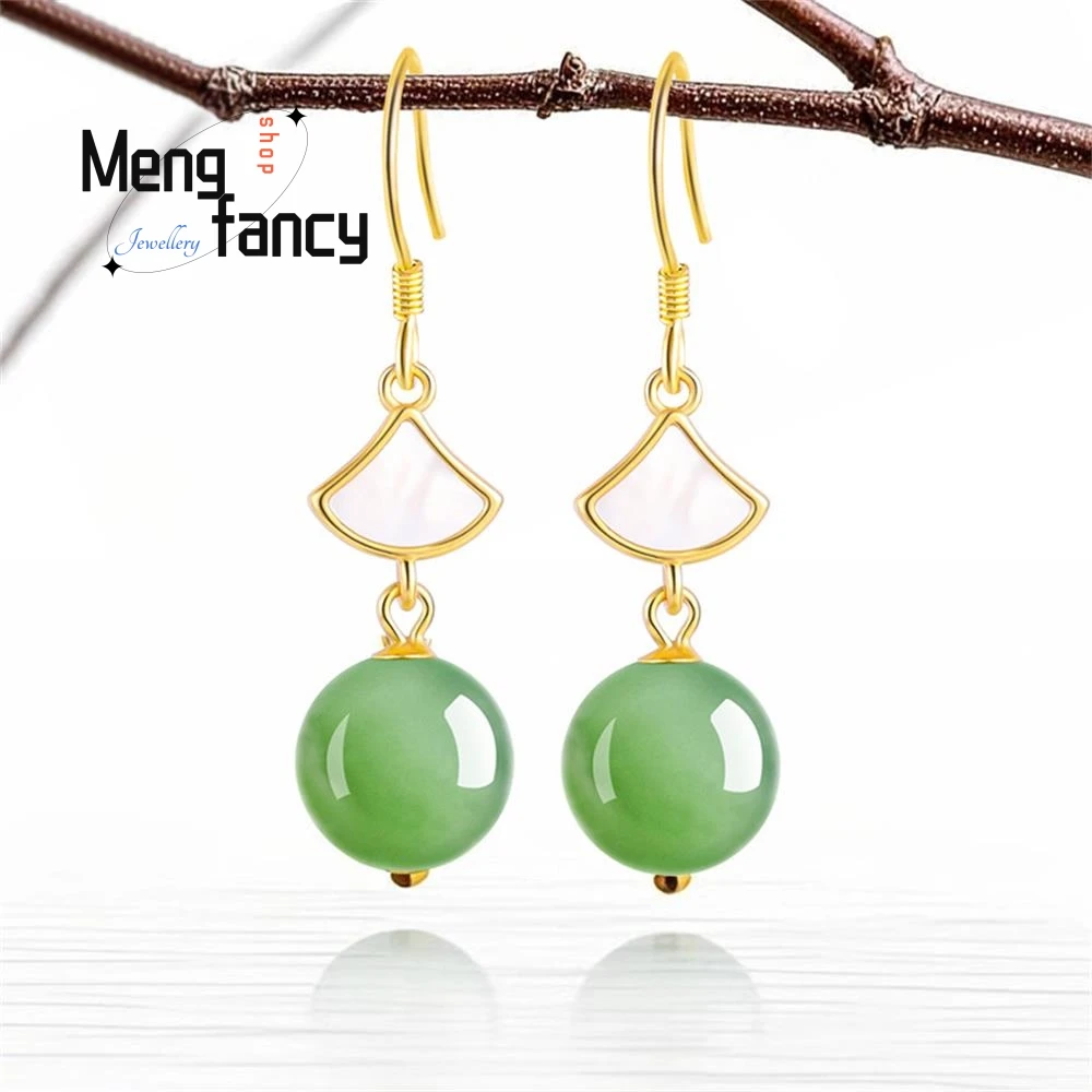 Spinach Green S925 Silver Natural Hetian Jade Jasper Round Bead Earrings Temperament Elegant Fashion Senior Sense Female Jewelry
Spinach Green S925 Silver Natural Hetian Jade Jasper Round Bead Earrings Temperament Elegant Fashion Senior Sense Female Jewelry