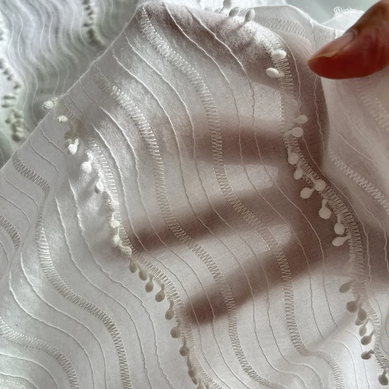 Embroidered Lace Cotton Fabric with Tassel Small Ball for Apparel Sewing Curtain Decorative Sewing Fabric
Embroidered Lace Cotton Fabric with Tassel Small Ball for Apparel Sewing Curtain Decorative Sewing Fabric