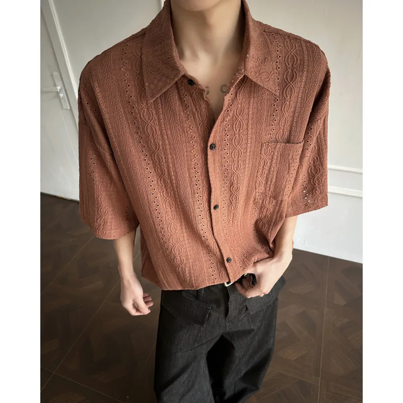 Summer Short Sleeved Shirt Men Fashion Black Casual Shirt Men Korean Loose Hollow Shirt Mens Hawaiian Shirts Large Size 4XL
Summer Short Sleeved Shirt Men Fashion Black Casual Shirt Men Korean Loose Hollow Shirt Mens Hawaiian Shirts Large Size 4XL