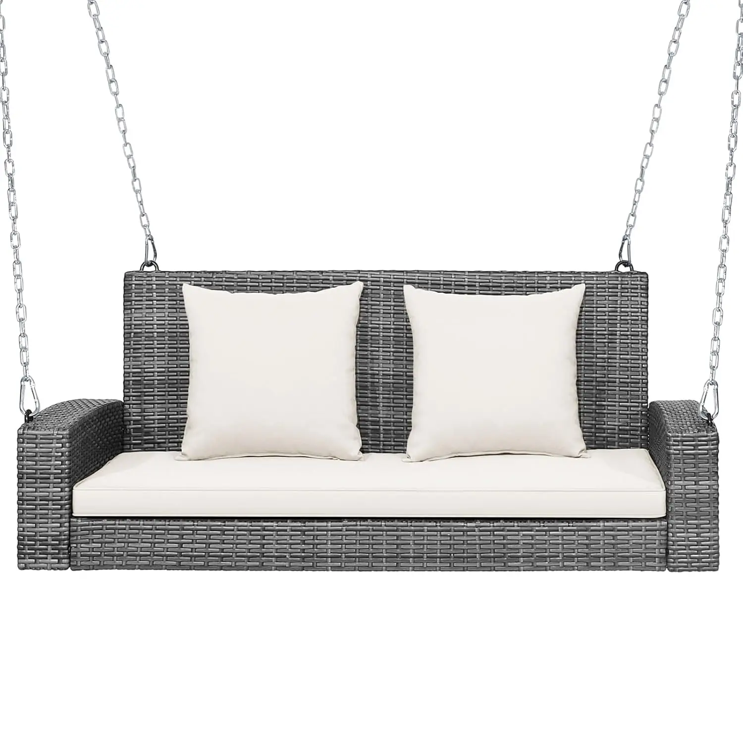 2-Seat PE Rattan Porch Swing Bench With Cushions & Chains, Patio Loveseat For Balcony Garden Yard 800LBS, Customized
2-Seat PE Rattan Porch Swing Bench With Cushions & Chains, Patio Loveseat For Balcony Garden Yard 800LBS, Customized