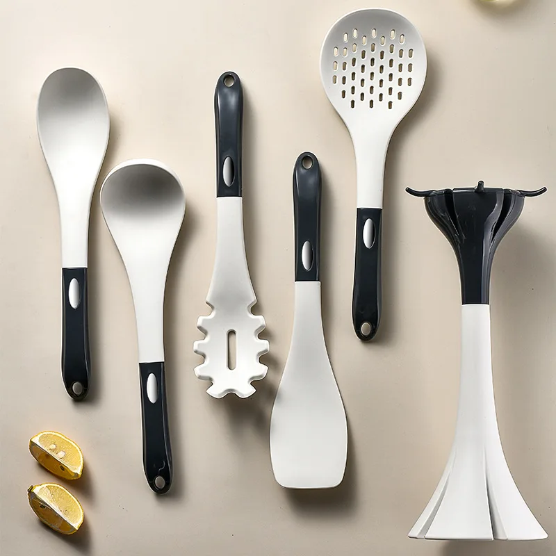 Black And Gray Color Matching Hanging Seat New Chinese Tools Six Piece Set Spatula Silicone Kitchen Utensils
Black And Gray Color Matching Hanging Seat New Chinese Tools Six Piece Set Spatula Silicone Kitchen Utensils