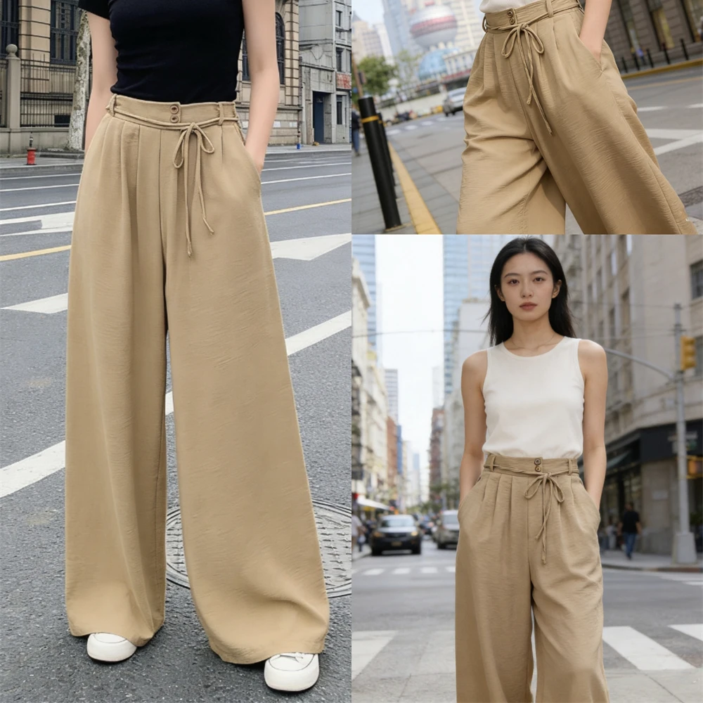 Women's Wide Leg Pants Straight Trousers High Waist Ladies Casual Loose Satin Soft Full-length Pants for Women
Women's Wide Leg Pants Straight Trousers High Waist Ladies Casual Loose Satin Soft Full-length Pants for Women
