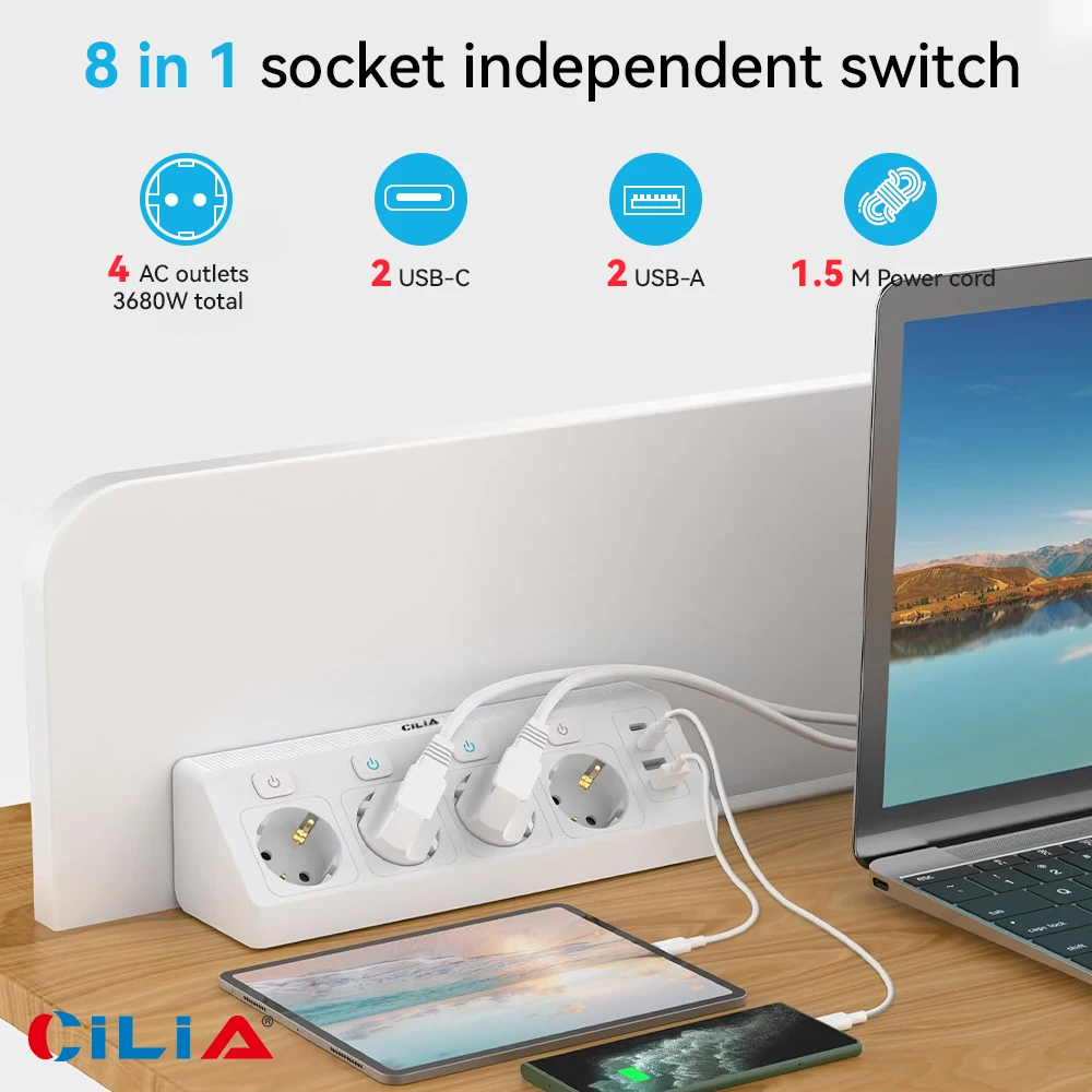 EU Gaming Power Strip - 4 Outlets with Switches, USB-C/A , 1.5m Desktop Extension Cord
EU Gaming Power Strip - 4 Outlets with Switches, USB-C/A , 1.5m Desktop Extension Cord