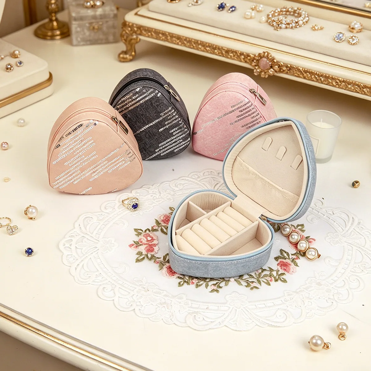 Denim Sequins Jewelry Storage Box Travel Portable Earrings Necklace Ring Storage Small Jewelry Box
Denim Sequins Jewelry Storage Box Travel Portable Earrings Necklace Ring Storage Small Jewelry Box
