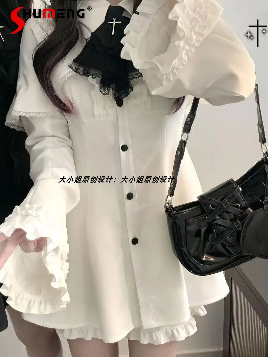 Japanese Mine Style Mass-produce Polo Collar Flare Sleeve Single-breasted Dress High Waist Shorts Two-piece Set for Women Spring
Japanese Mine Style Mass-produce Polo Collar Flare Sleeve Single-breasted Dress High Waist Shorts Two-piece Set for Women Spring