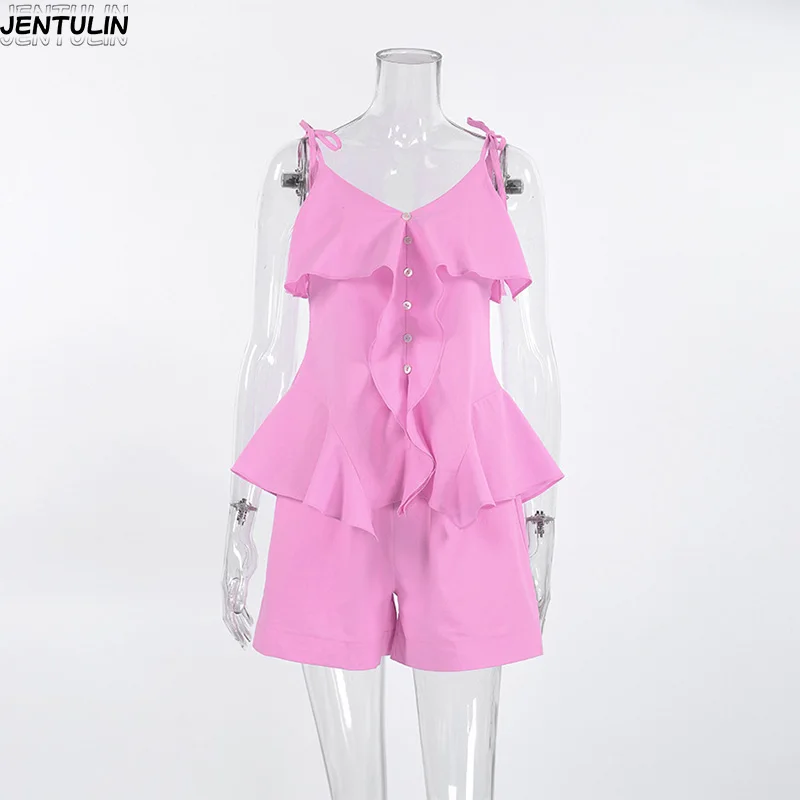 Aesthetic Pink Pure Cotton Women's Ruffled Camisole Tank Top High Waisted Shorts Design Fashionable Korean Banquet Casual Suit
Aesthetic Pink Pure Cotton Women's Ruffled Camisole Tank Top High Waisted Shorts Design Fashionable Korean Banquet Casual Suit