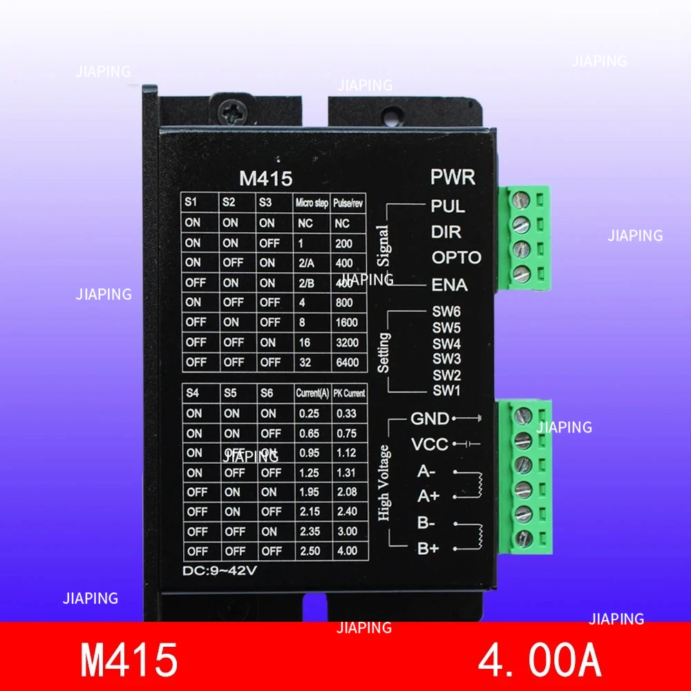 Suitable for 42 Stepper Motor Driver M415 Current 4.0A 32 Subdivision 42/57 Stepper Motor Driver
Suitable for 42 Stepper Motor Driver M415 Current 4.0A 32 Subdivision 42/57 Stepper Motor Driver