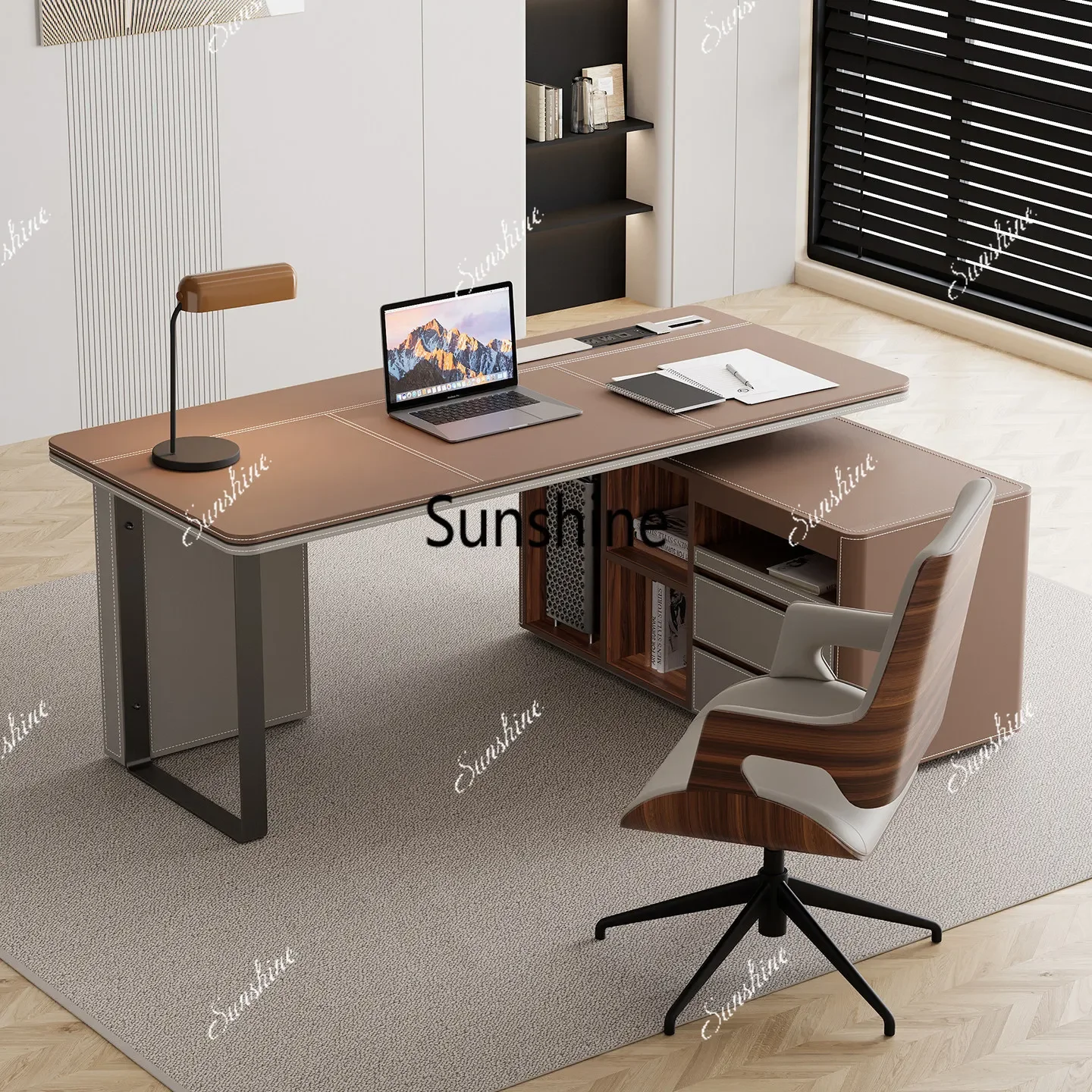 YSaddle leather office desk Italian minimalist, solid wood, double writing desk
YSaddle leather office desk Italian minimalist, solid wood, double writing desk