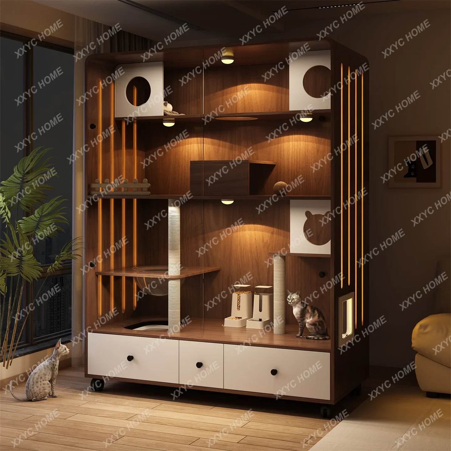 Household indoor cat climbing frame with toilet integrated cat nest cabinet luxury does not occupy an area of solid wood
Household indoor cat climbing frame with toilet integrated cat nest cabinet luxury does not occupy an area of solid wood