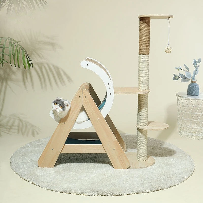 Solid wood climbing frame, hemp cat scratching column hammock large
Solid wood climbing frame, hemp cat scratching column hammock large