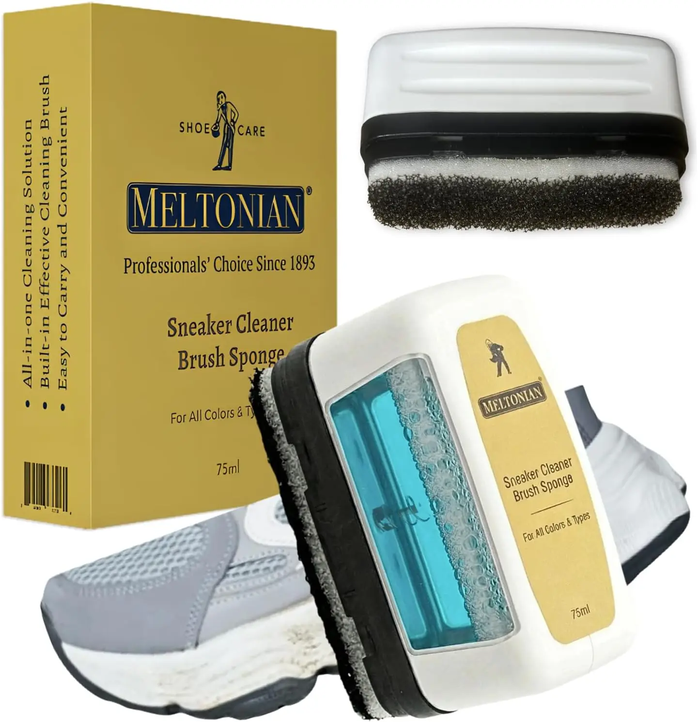 All-In-One Sneaker Cleaner with Foaming Solution & Brush Sponge, 75ml
All-In-One Sneaker Cleaner with Foaming Solution & Brush Sponge, 75ml