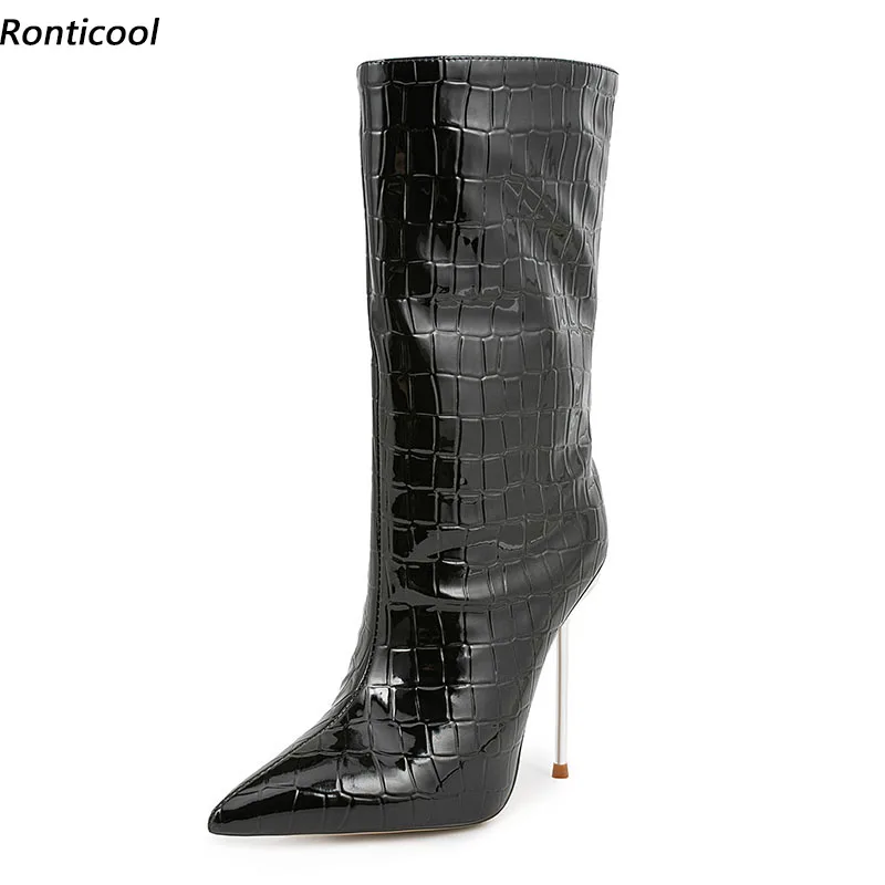 Ronticool Handmade Women Winter Mid Calf Boots Stone Pattern Stiletto Heels Pointed Toe Elegant Black Street Shoes Size 35-45
Ronticool Handmade Women Winter Mid Calf Boots Stone Pattern Stiletto Heels Pointed Toe Elegant Black Street Shoes Size 35-45