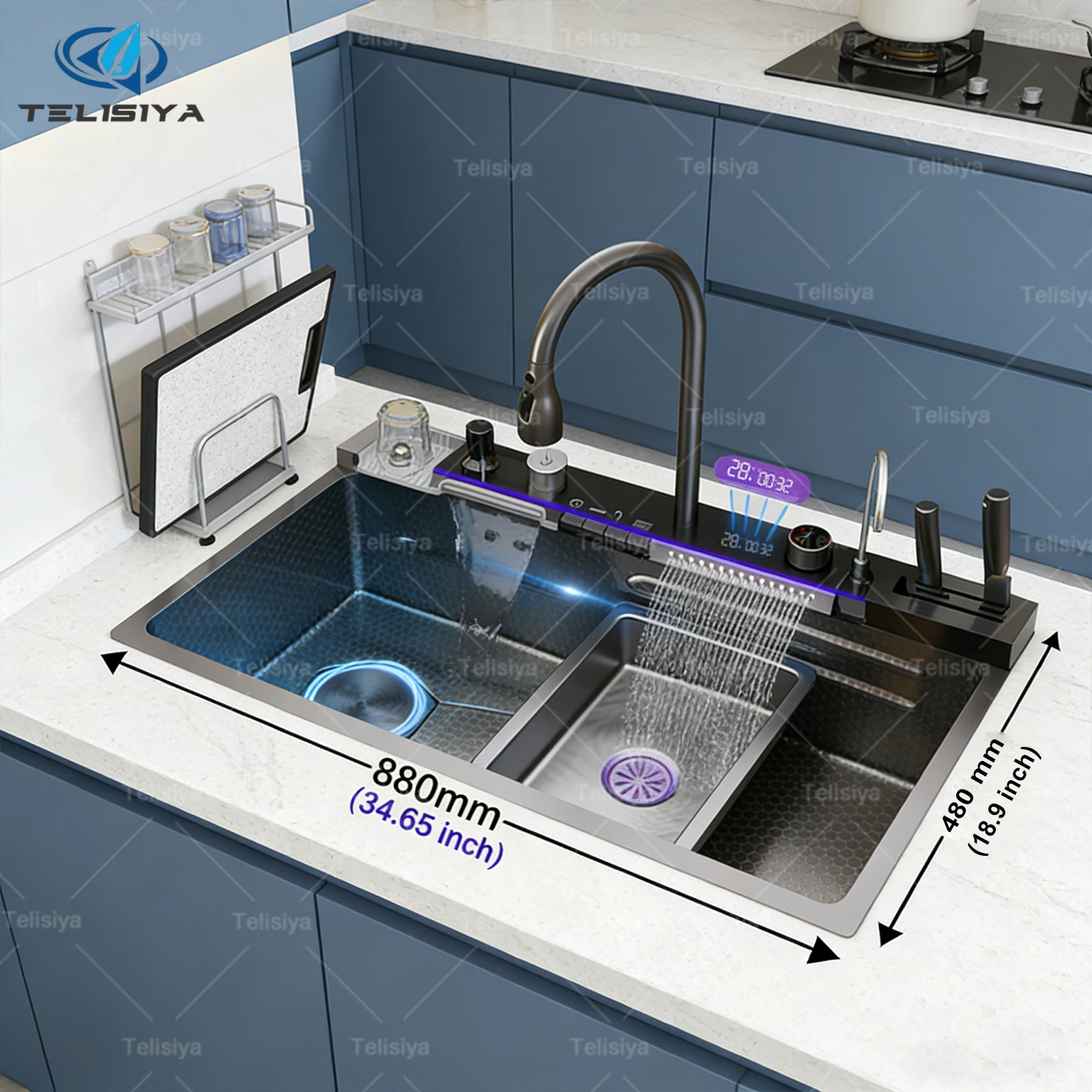 Household Stainless Steel Kitchen Sink Scratch Durable Resistant Digital Display Waterfall Large Single Slot Undermount Basin
Household Stainless Steel Kitchen Sink Scratch Durable Resistant Digital Display Waterfall Large Single Slot Undermount Basin