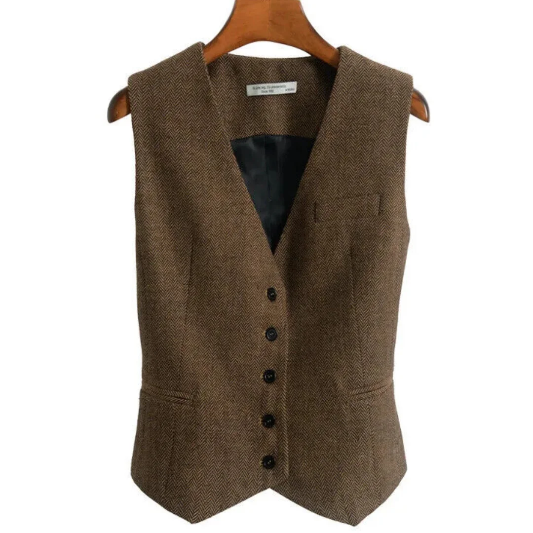 Women Vest Brown Fashion Vintage Herringbone Single Breasted Slim Fit Business Casual Profession Work Women Waistcoat
Women Vest Brown Fashion Vintage Herringbone Single Breasted Slim Fit Business Casual Profession Work Women Waistcoat