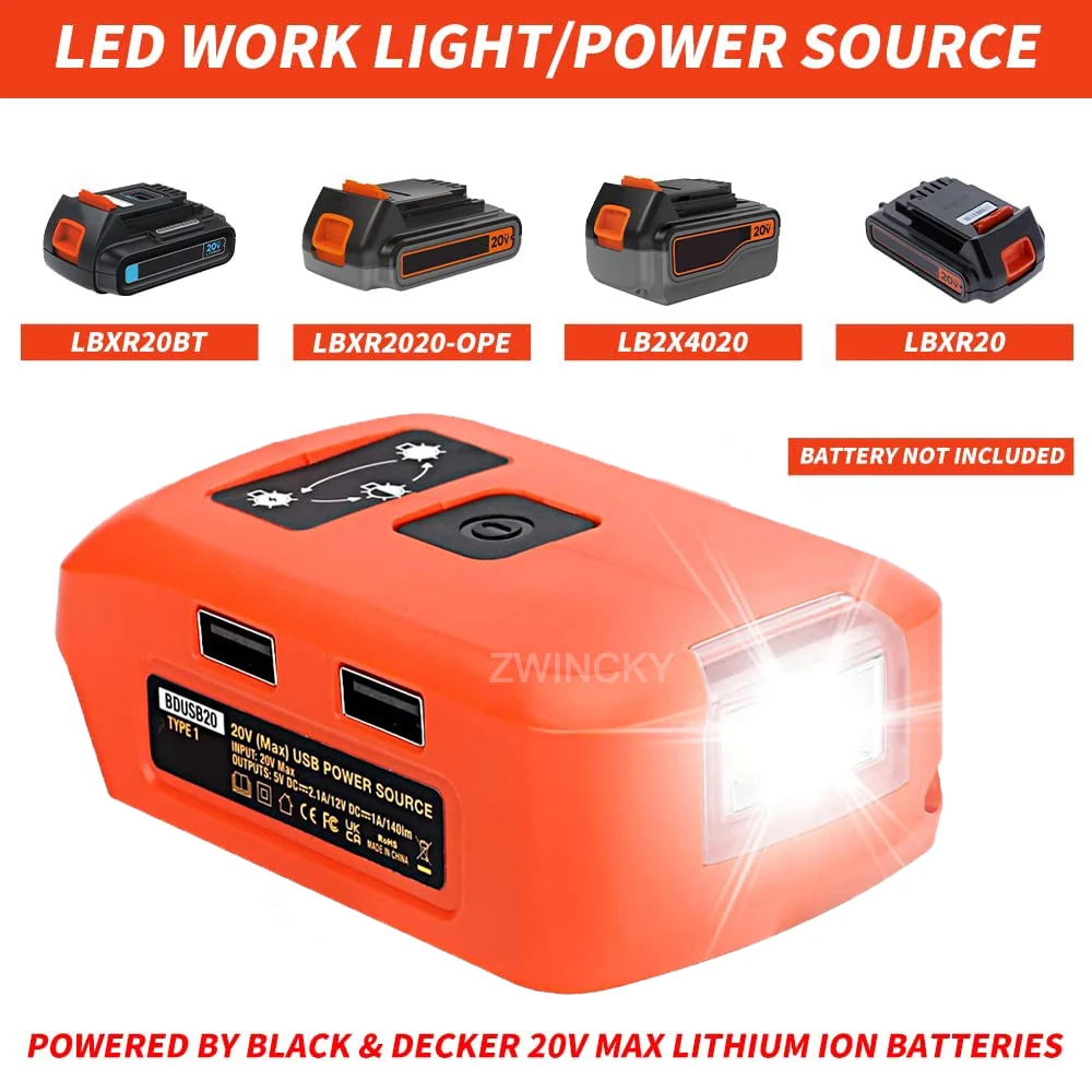 USB-адаптер для аккумулятора, 12 В постоянного тока, для Black & Decker 14,4-20 в
USB-адаптер для аккумулятора, 12 В постоянного тока, для Black & Decker 14,4-20 в