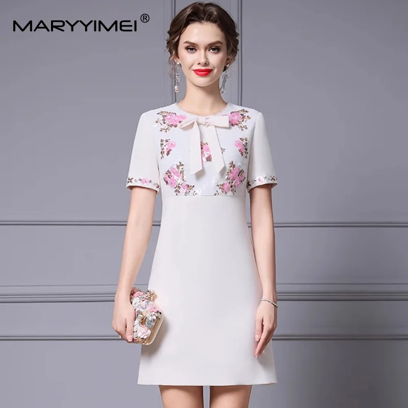MARYYIMEI Women's Elegant Commuter Dress Summer Short-Sleeved Bow Sequins Beading Slim Sort Dresses
MARYYIMEI Women's Elegant Commuter Dress Summer Short-Sleeved Bow Sequins Beading Slim Sort Dresses