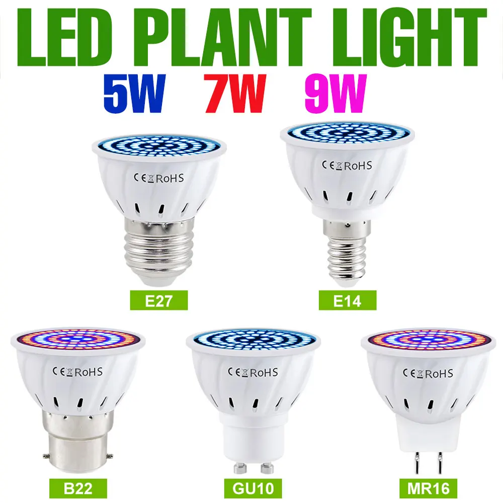 E27/E26 LED Grow Light GU10 Full Spectrum Plant Lamp E14 For Indoor Potted Flowers Growbox Cultivation Bulb MR16 AC220V 5W 7W 9W
E27/E26 LED Grow Light GU10 Full Spectrum Plant Lamp E14 For Indoor Potted Flowers Growbox Cultivation Bulb MR16 AC220V 5W 7W 9W