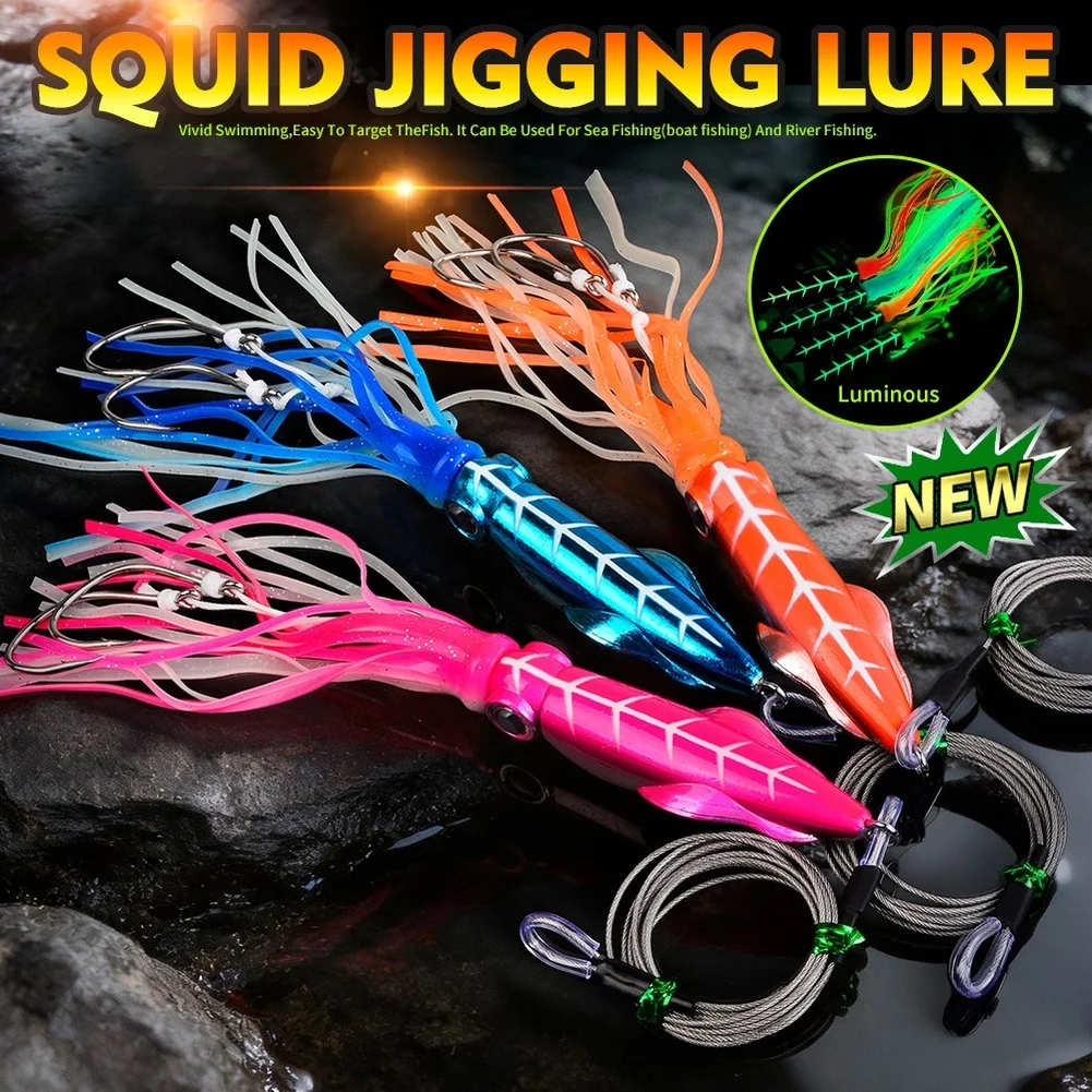 1pc Octopus Jigging Lure 110/160/210/260g Luminous Hand-Tied Silicone Skirt Squid Tentacles Double Hook Fishing Bait
1pc Octopus Jigging Lure 110/160/210/260g Luminous Hand-Tied Silicone Skirt Squid Tentacles Double Hook Fishing Bait