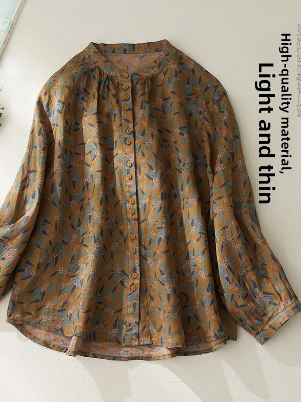 Artistic Large Size Cotton Linen Printed Shirt Women's Top Brand Buckle Summer New Style Commute Loose Fit round Neck Shirt
Artistic Large Size Cotton Linen Printed Shirt Women's Top Brand Buckle Summer New Style Commute Loose Fit round Neck Shirt