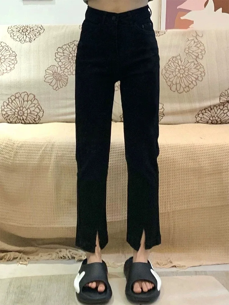 High Waist Straight Leg Black Slit Denim Jeans for Women Spring Autumn plus Size Pear Shape Body Slimming Cigarette Pants
High Waist Straight Leg Black Slit Denim Jeans for Women Spring Autumn plus Size Pear Shape Body Slimming Cigarette Pants