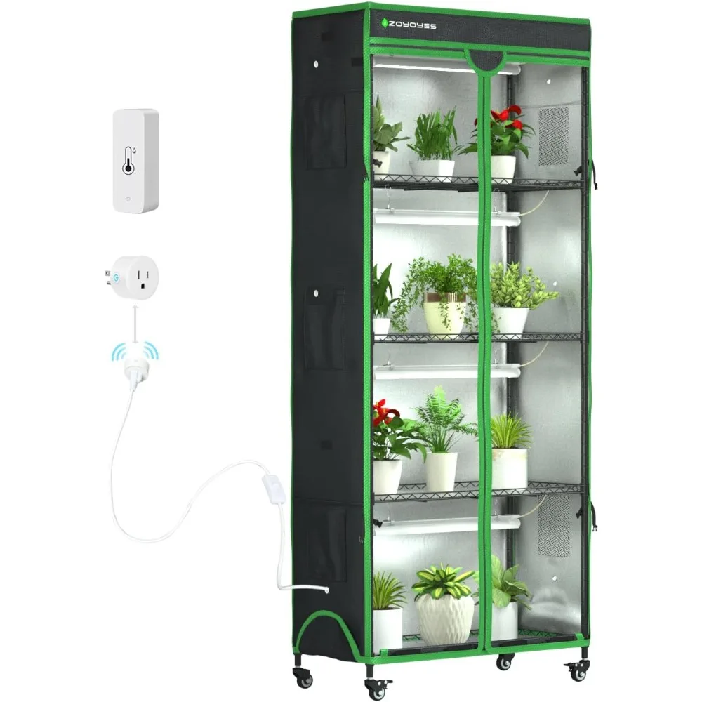 Multi-Tier Indoor Greenhouse with LED Grow Lights, 35.8L x 17.8W x 71.8H, 5-Tier Plant Shelves, 3-Color T8 Lamps, and Smart Plan
Multi-Tier Indoor Greenhouse with LED Grow Lights, 35.8L x 17.8W x 71.8H, 5-Tier Plant Shelves, 3-Color T8 Lamps, and Smart Plan