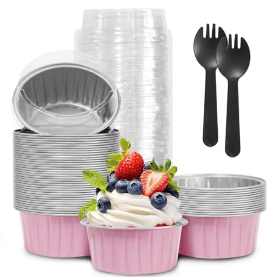 Mother's Day 50Pcs Mini Aluminum Foil Cupcake, 5oz Baking Cups with Lids, Mini Cake Pans Disposable, Loaf Pans with Lids, Dispo
Mother's Day 50Pcs Mini Aluminum Foil Cupcake, 5oz Baking Cups with Lids, Mini Cake Pans Disposable, Loaf Pans with Lids, Dispo