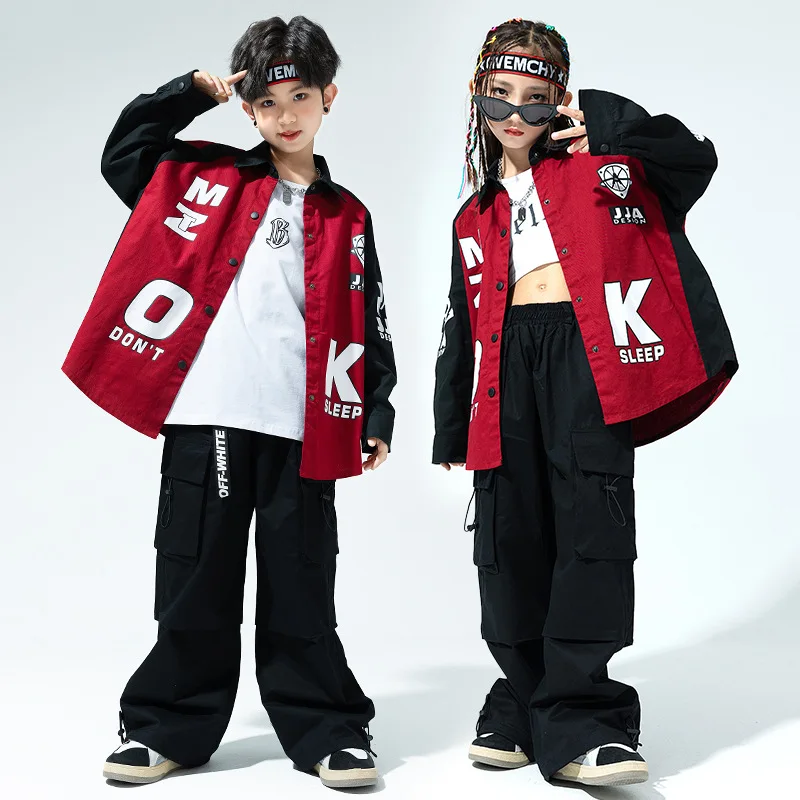 Kid Kpop Hip Hop Clothing Wine Red Racing Shirt Top Black Casual Parachute Cargo Pants for Girl Boy Jazz Dance Costumes Clothes
Kid Kpop Hip Hop Clothing Wine Red Racing Shirt Top Black Casual Parachute Cargo Pants for Girl Boy Jazz Dance Costumes Clothes