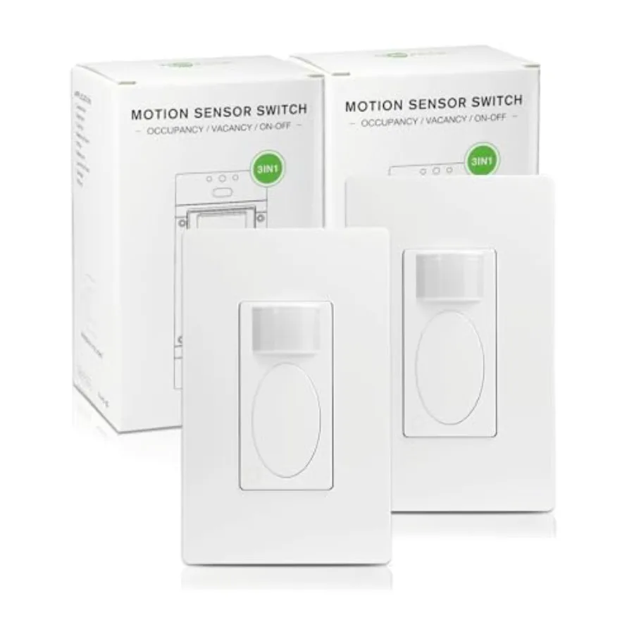 PIR Motion Sensor Light Switch, Single-Pole Motion Activated Wall Switch, Required, On/Off Override, PC FireproofandUL Listed,
PIR Motion Sensor Light Switch, Single-Pole Motion Activated Wall Switch, Required, On/Off Override, PC FireproofandUL Listed,