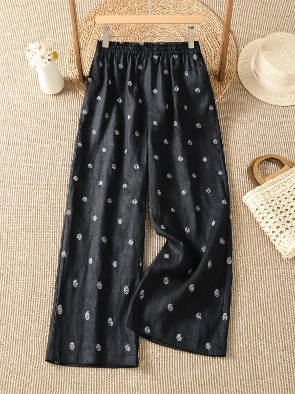 High-End Embroidered Heavyweight Casual Pants Women Summer Thin Wide Leg Trousers High Waist Straight Cut Loose Fit
High-End Embroidered Heavyweight Casual Pants Women Summer Thin Wide Leg Trousers High Waist Straight Cut Loose Fit